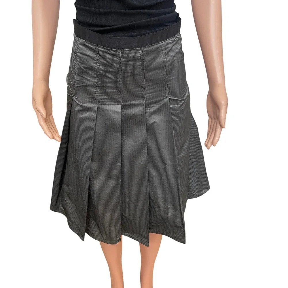 Massimo Dutti Classic Pleated Skirt, Gray and Black, Midi, Lined, Preppy, career